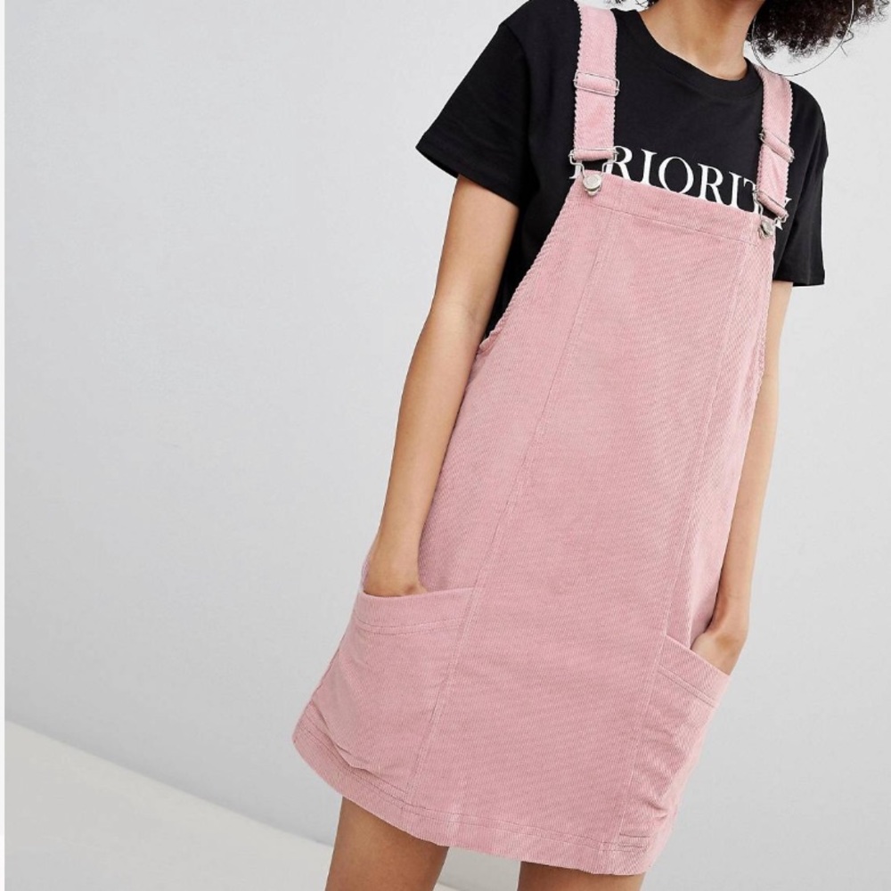 Pink Corduroy Overall Skirt